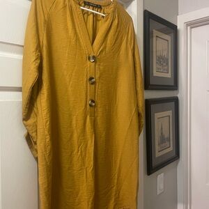 Zara Men's Golden Button-Down Shirt